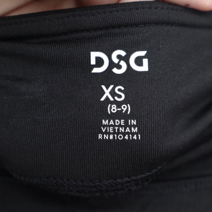 DSG Girls Momentum Bike Short Pure Black Mid Rise XS 8-9 New