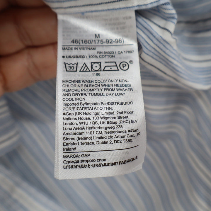 GAP The Classic Shirt Womens Medium Blue White Striped Cotton Button Down