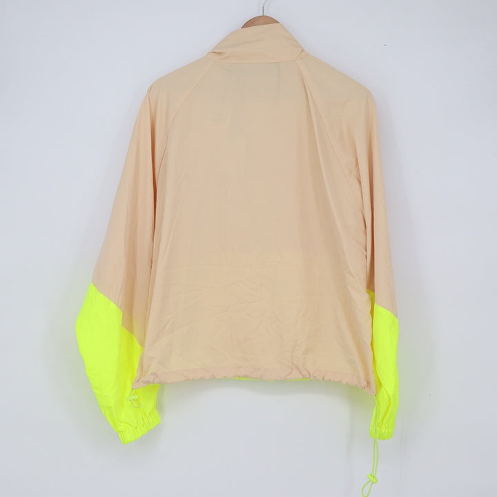 Code Mode Windbreaker Women L Beige Neon Yellow Colorblock NEW