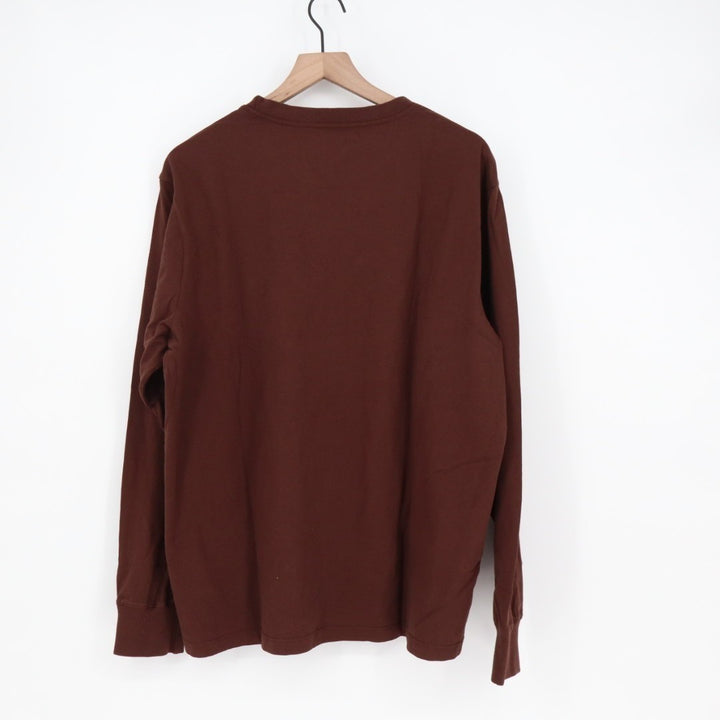American Giant T-Shirt Men XL Brown Cotton Crew Neck Front Pocket Long Sleeve