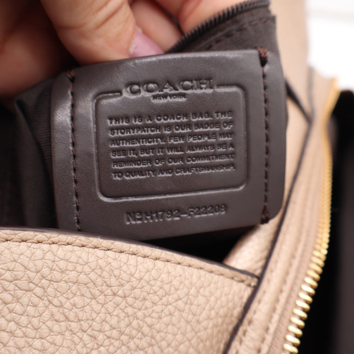 Coach Lexy Shoulder Bag Metallic Taupe Pebbled Leather Gold Hardware