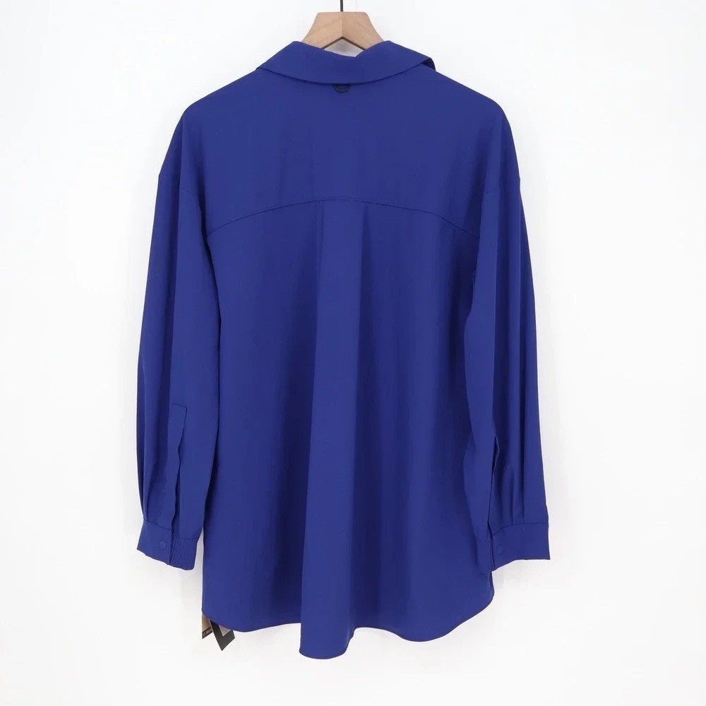 Nike 24.7 Dri-FIT Womens Royal Blue Snap Button Up Top Small NEW