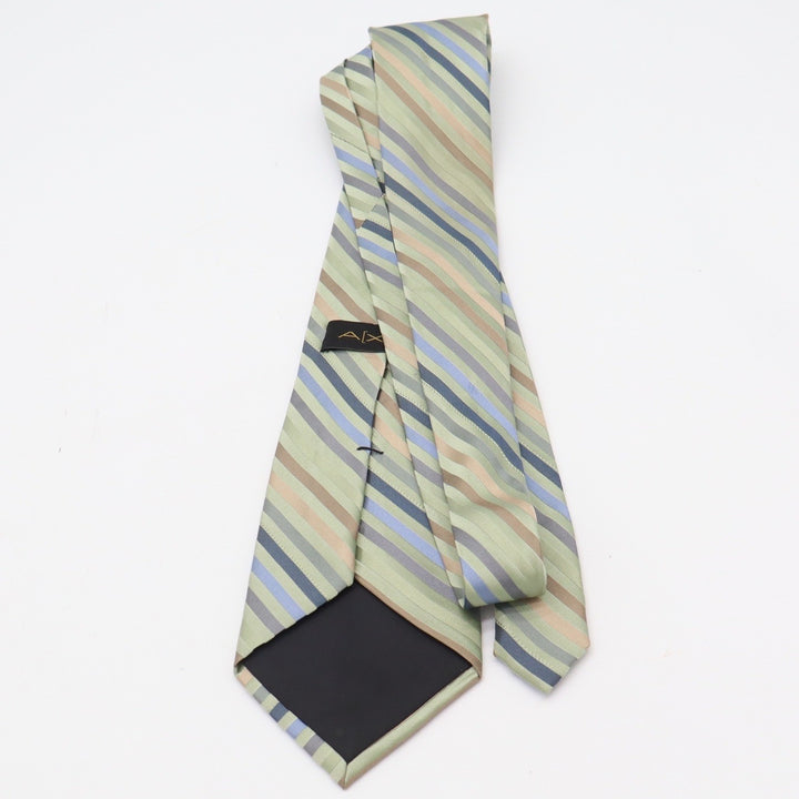 Axist Mens Necktie Sage Green Blue Tan Brown Diagonal Striped Classic