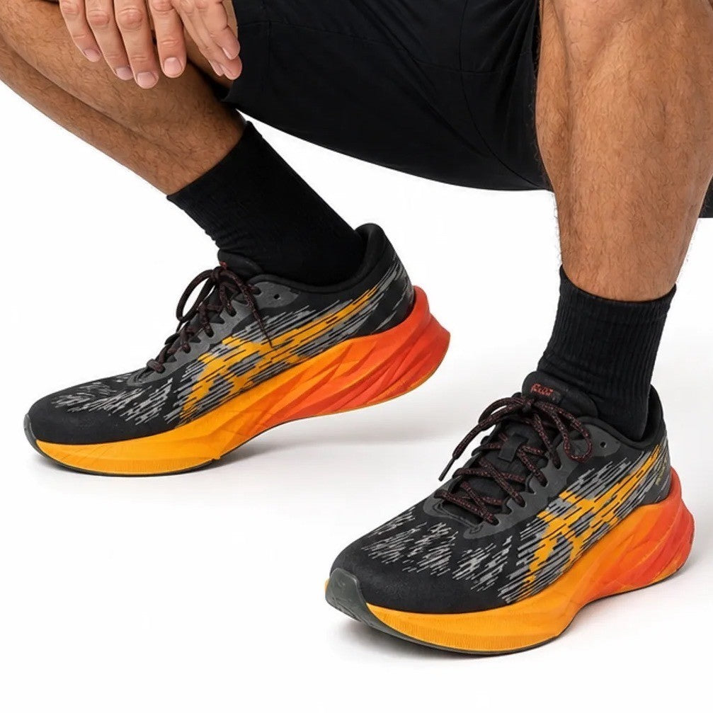 ASICS Novablast 3 Mens Running Shoes Black Amber Orange Size 11