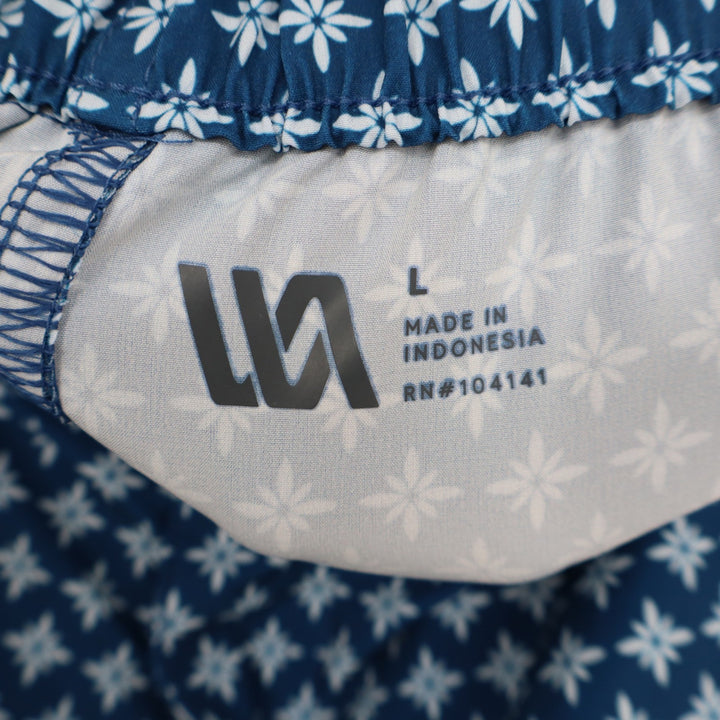 VRST Mens Resort Short 6" Deep Denim Print Blue Floral Stretch Relaxed Fit L
