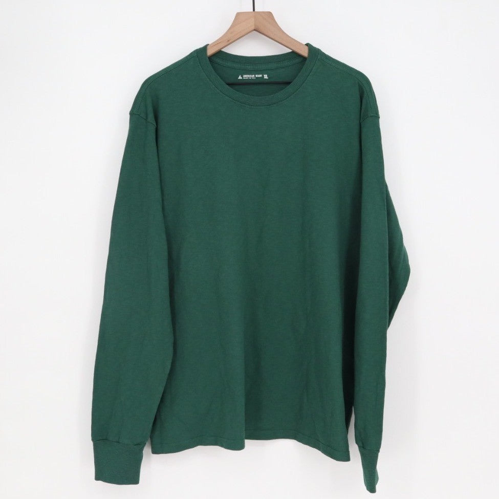 American Giant Premium Slub T-Shirt Mens XL Green Cotton Crew Neck Long Sleeve