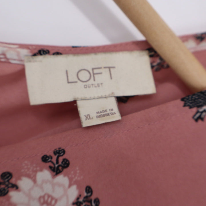 LOFT Outlet Pink Floral Sleeveless Tie Back Blouse XL