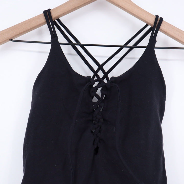 Equilibrium Activewear Black Lace Up Criss Cross Strap Tank Top Size M