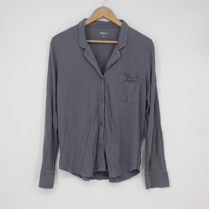 GapBody Womens Gray Modal Blend Button Down Pajama Top Long Sleeve Small