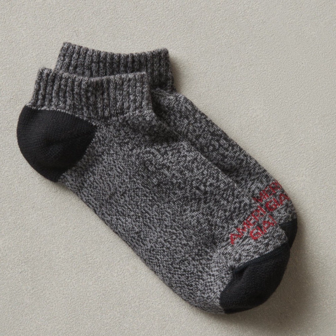 American Giant Ankle Socks Womens Large Marl Charcoal Knitted Cotton Stretch