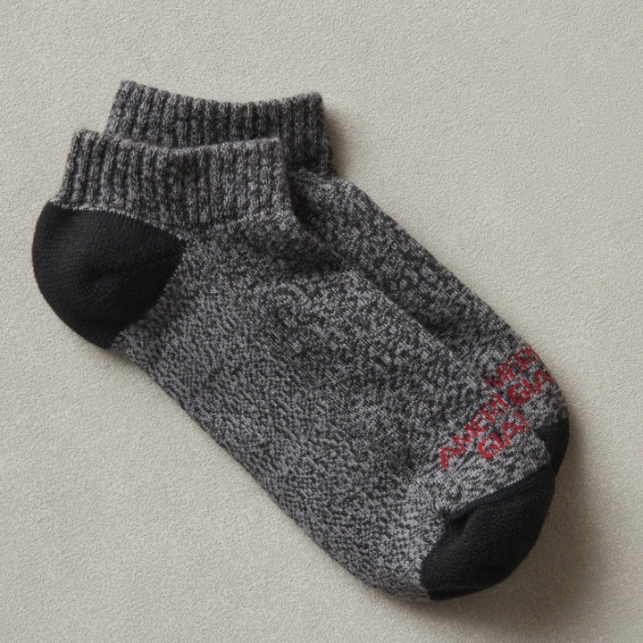 American Giant Ankle Socks Womens Large Marl Charcoal Knitted Cotton Stretch