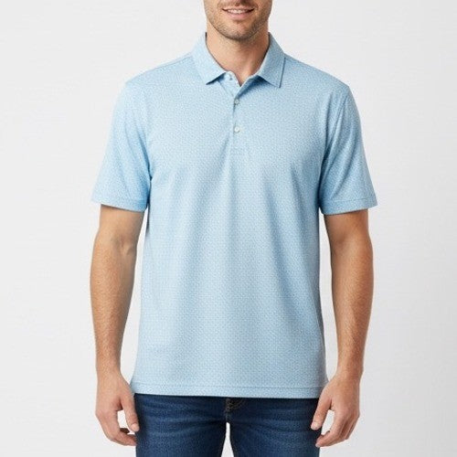 Walter Hagen Essentials Mens Polo Shirt Light Blue Geometric Print XXL