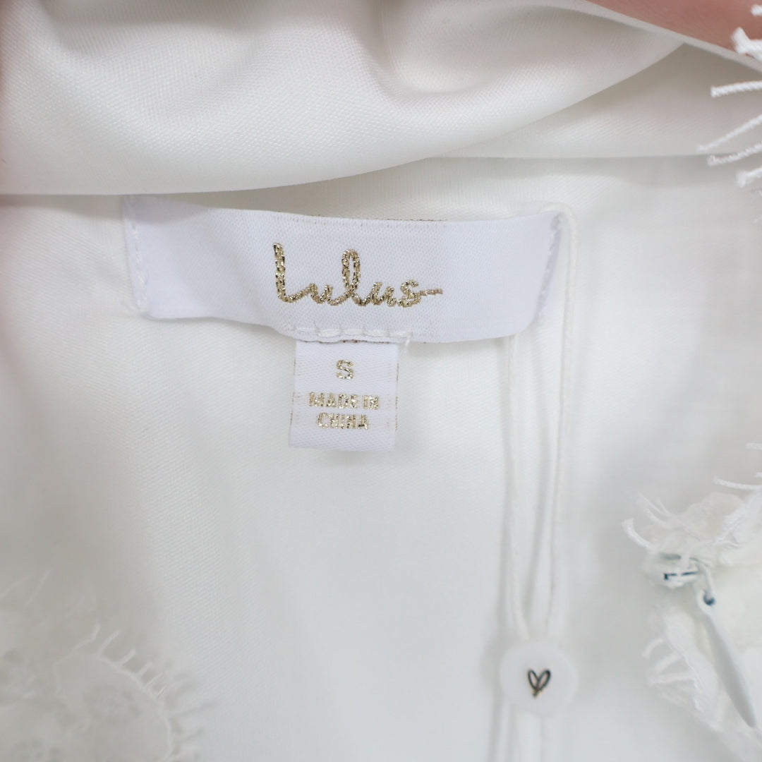 Lulus Heavenly Promise Two Piece Maxi Dress Women Small White Sheer Lace Detail