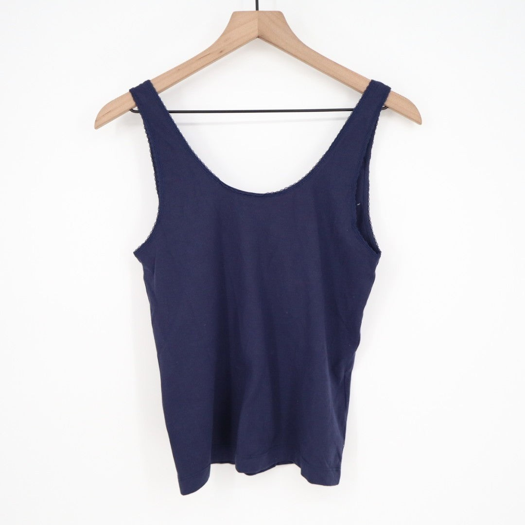 Lauren Ralph Lauren Camisole Top Womens Medium Navy Stretch Scoop Neck Pullover