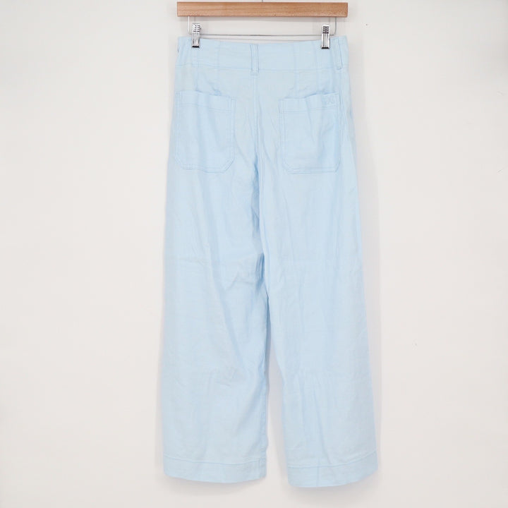Maeve Linen Pants Womens 28 The Colette Light Blue Wide Leg Patch Pocket