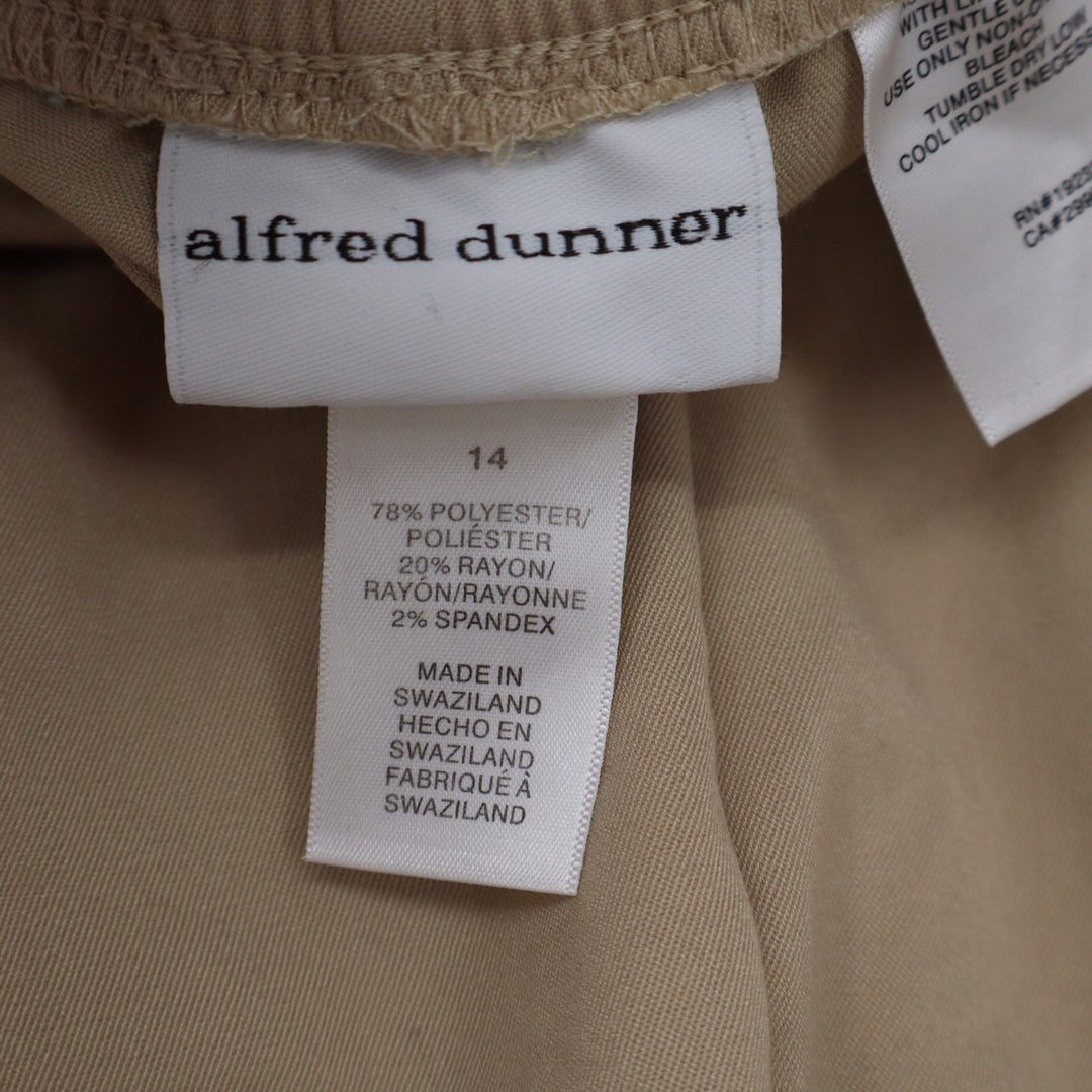 Alfred Dunner Womens Tan Elastic Waist Pull On Straight Leg Pants Size 14 Khaki