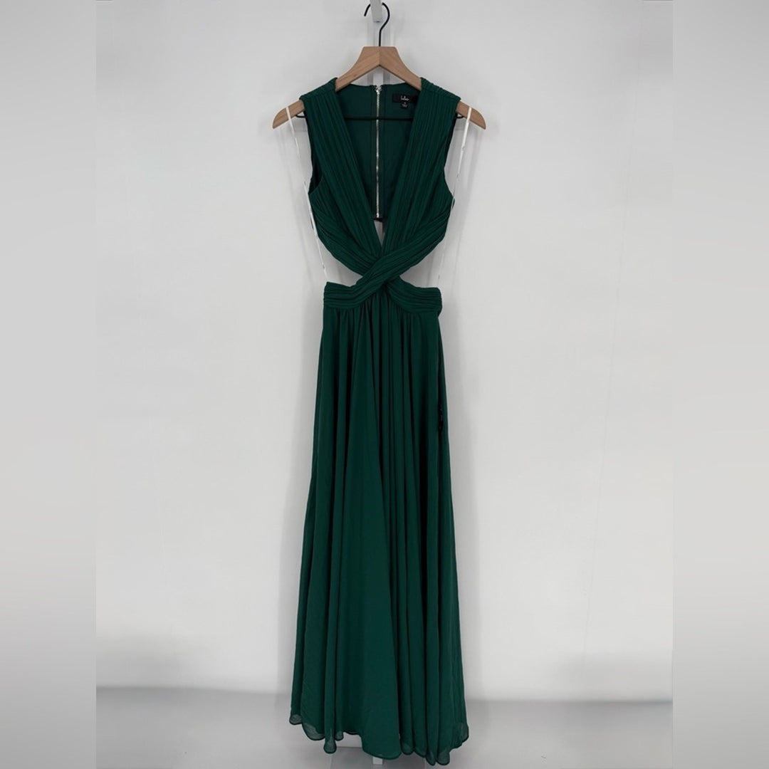 Lulus Vivid Imagination Forest Green Cutout Maxi Dress Size S