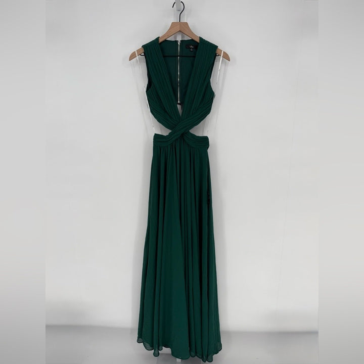 Lulus Vivid Imagination Forest Green Cutout Maxi Dress Size S