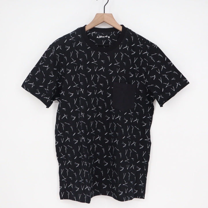 American Giant Black White Graphic Pocket T Shirt Mens Medium Made USA