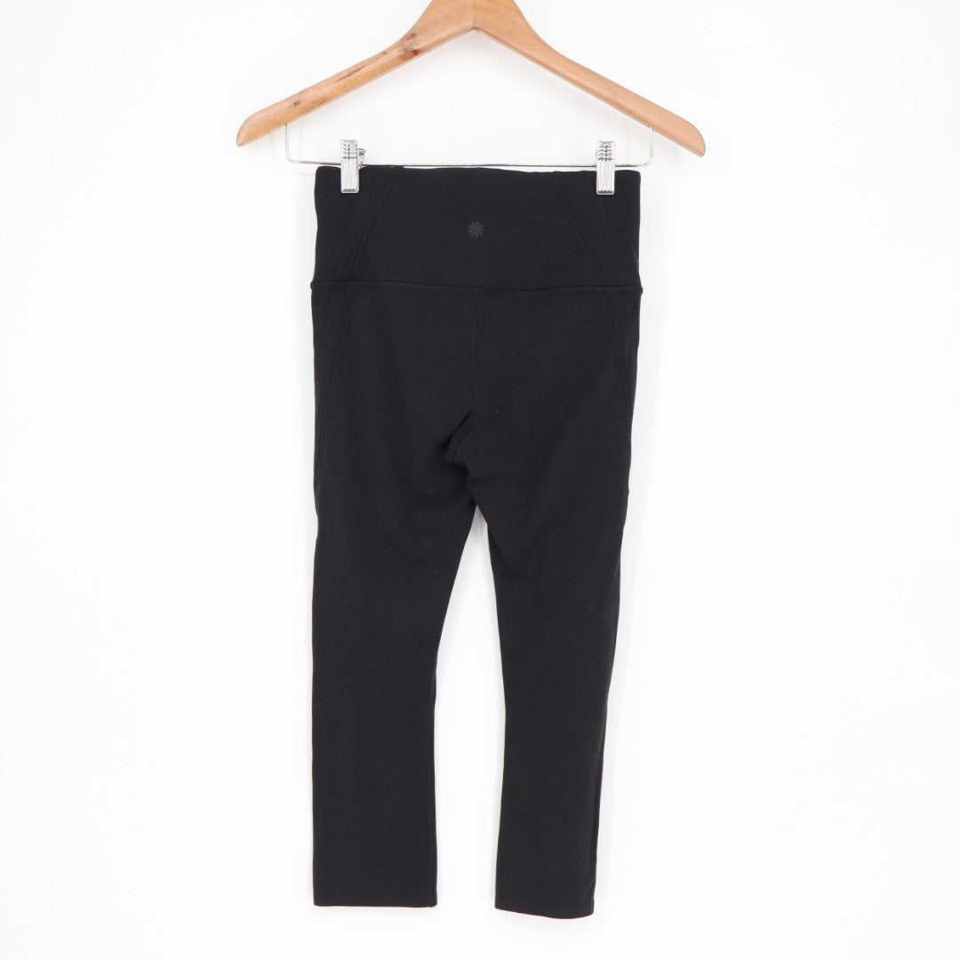 Athleta Horizon Scallop Capri Leggings Womens XS Black Stretch High Waist Active