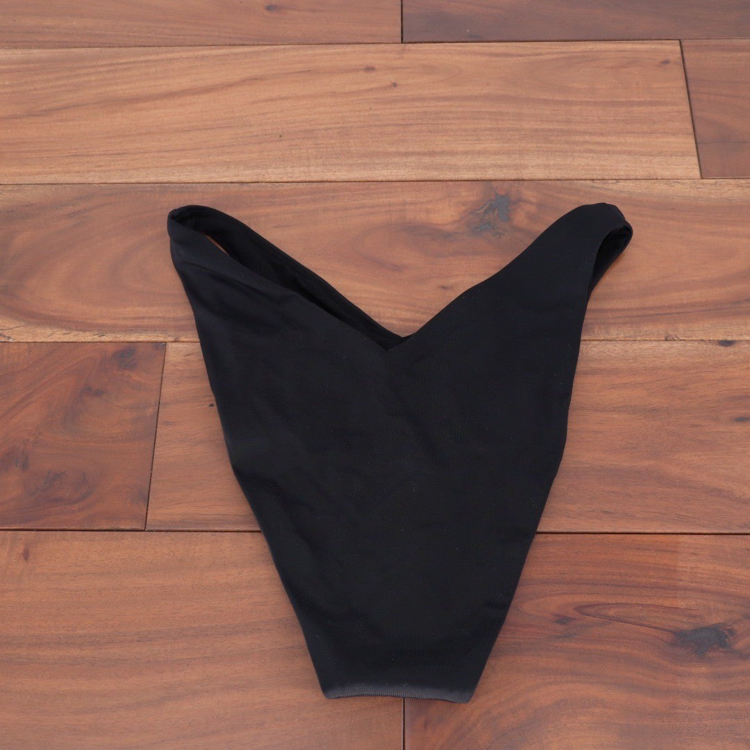 ASOS DESIGN Black V Front High Leg Thong Bikini Bottoms Size US 6 UK 10