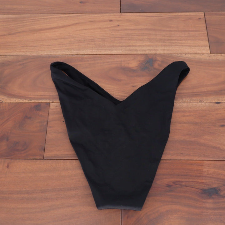 ASOS DESIGN Black V Front High Leg Thong Bikini Bottoms Size US 6 UK 10