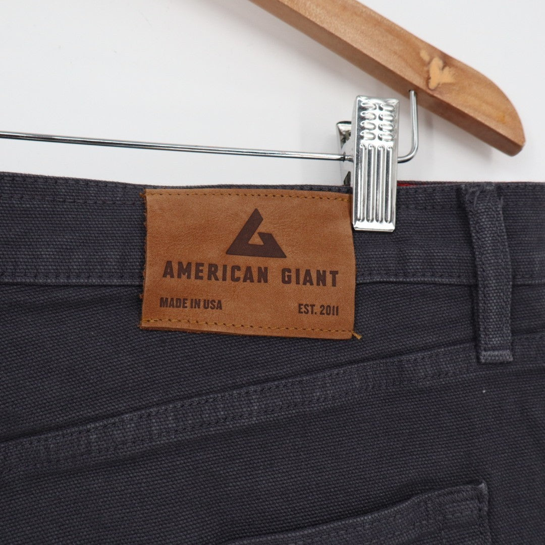 American Giant Roughneck Jeans Men 32x30 Charcoal Gray Stretch Mid Rise Straight
