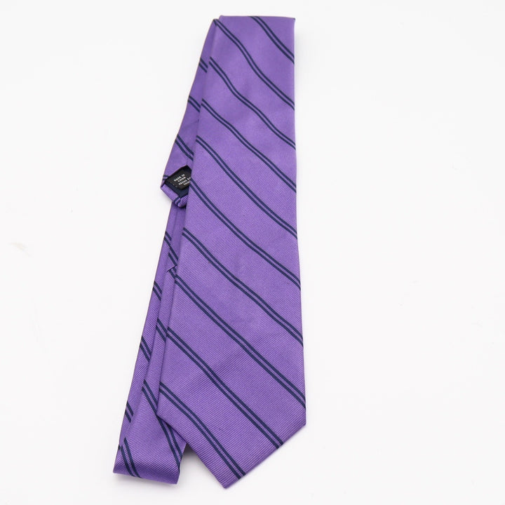 U.S. Polo Assn. Necktie Mens OS Striped Purple Navy Blue Classic Excellent