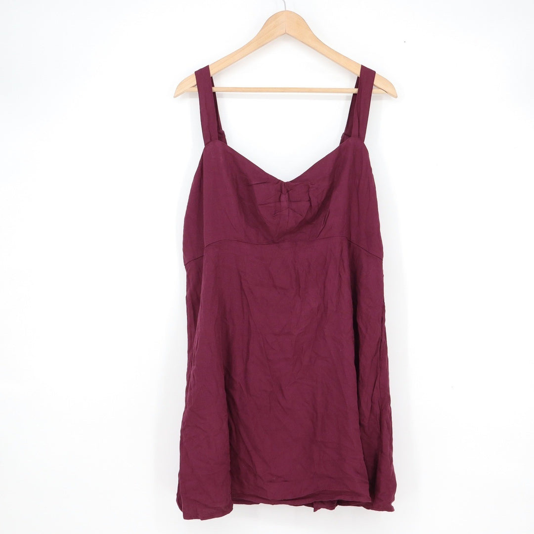 Old Navy Womens XL Petite Burgundy Rayon Smocked Back Cami Mini Dress