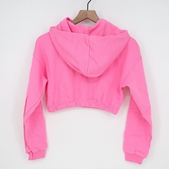 Naked Wardrobe Womens Cropped Hoodie Hot Pink Size L