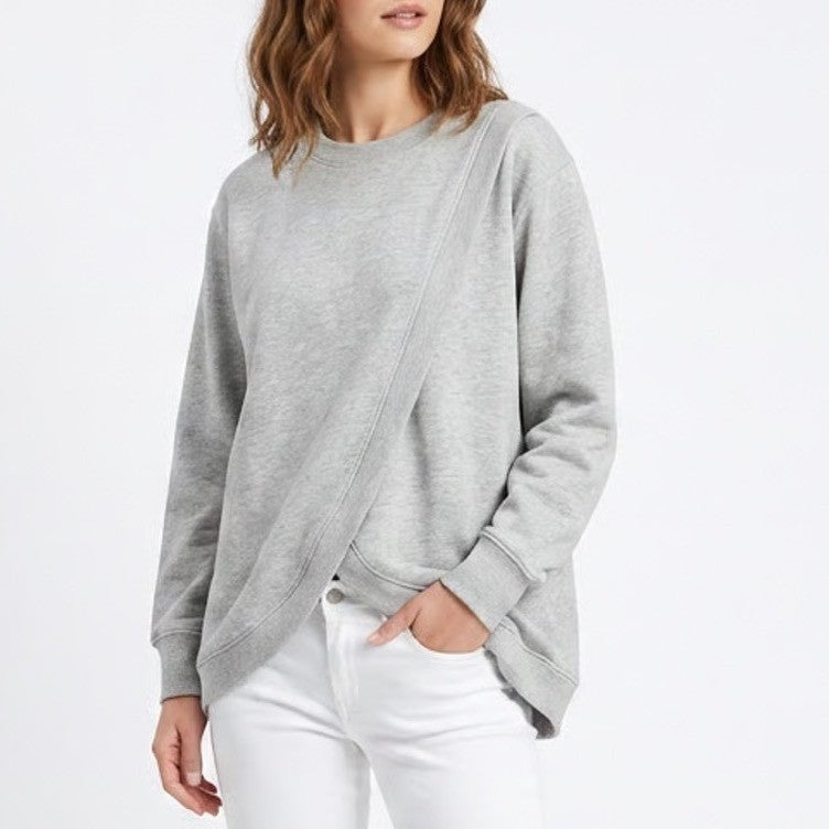 Old Navy Maternity Socomfy Sweatshirt Womens 2XL Heather Gray Cotton Wrap Hem