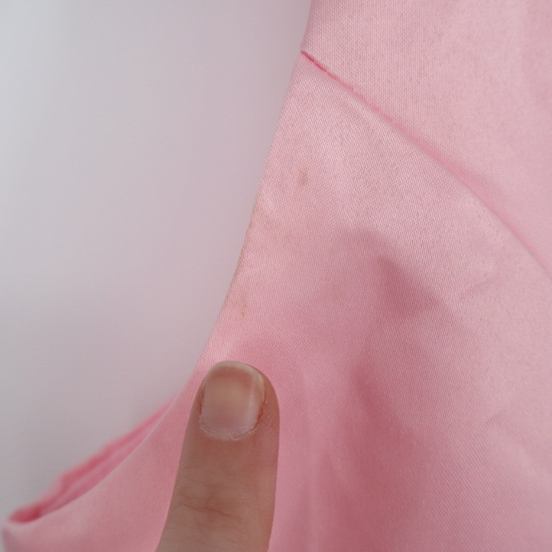 Lulus Regal Cutie Mini Dress Womens XL Light Pink Satin Square Neck Bubble Hem