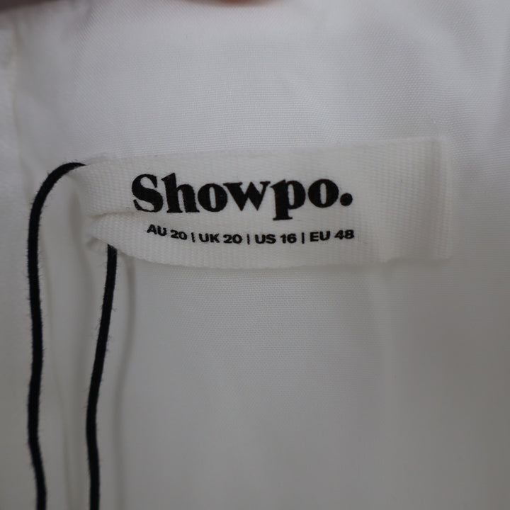 Showpo Izara Off Shoulder Pleated Mini Dress Off White US 16