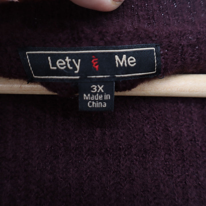 Lety & Me Womens 3X Burgundy Scoop Neck Sweater Elbow Patches Plus Size