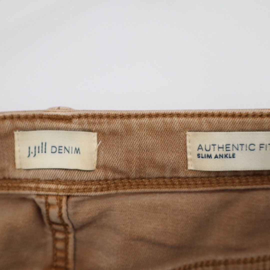 J. Jill Ankle Jeans Womens 14 Brown Denim cotton Stretch Slim Leg Athletic Fit