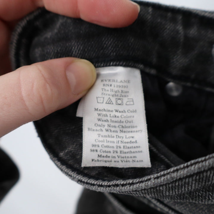 Everlane The High Rise Straight Jeans Womens 25 Gray Cotton Stretch Medium Wash