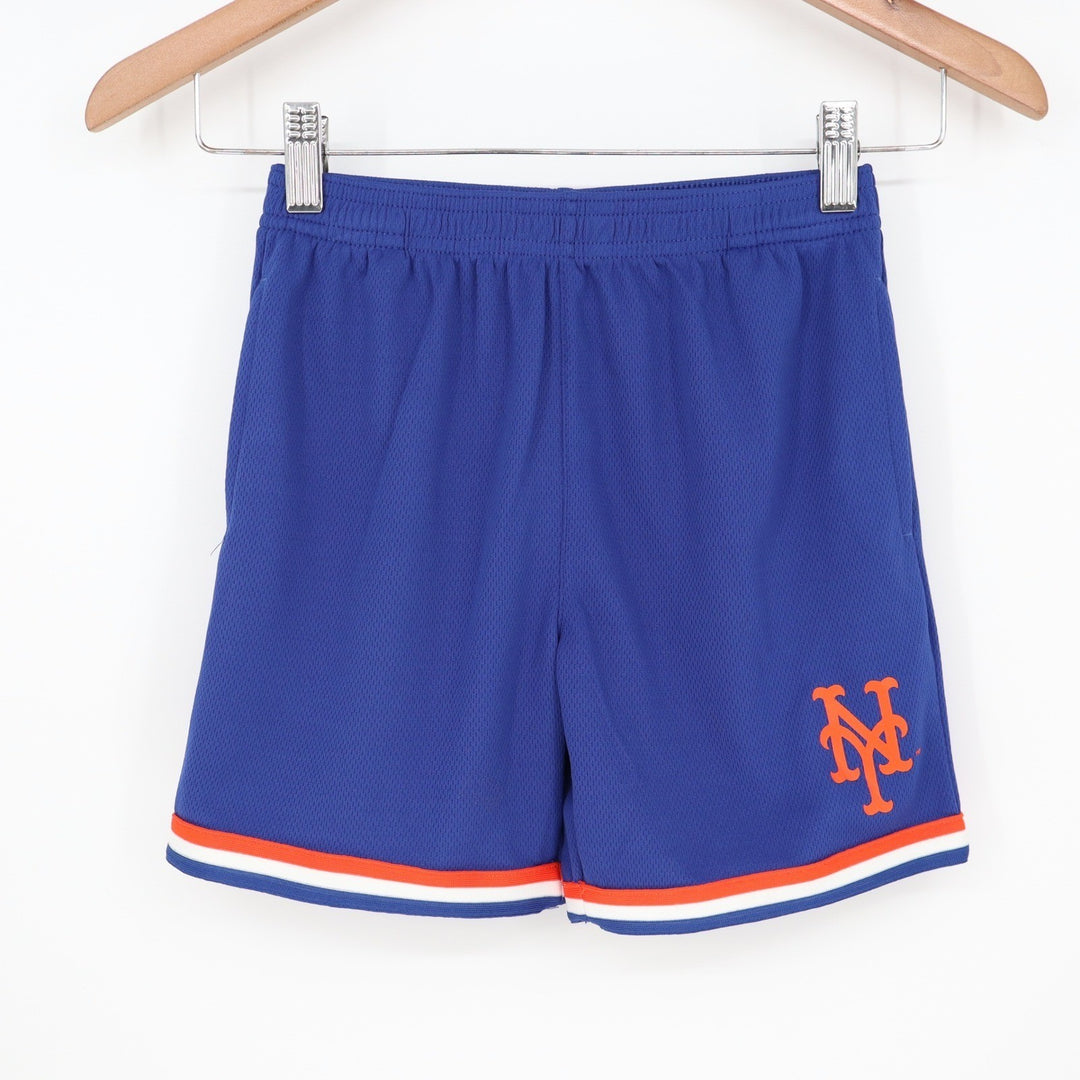 MLB New York Mets Youth Blue Mesh Athletic Shorts Size M 5/6 NY Logo