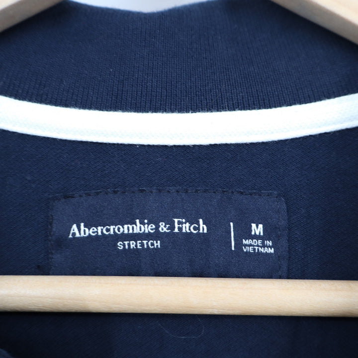 Abercrombie & Fitch Mens Navy Blue Long Sleeve Stretch Polo Shirt Size M