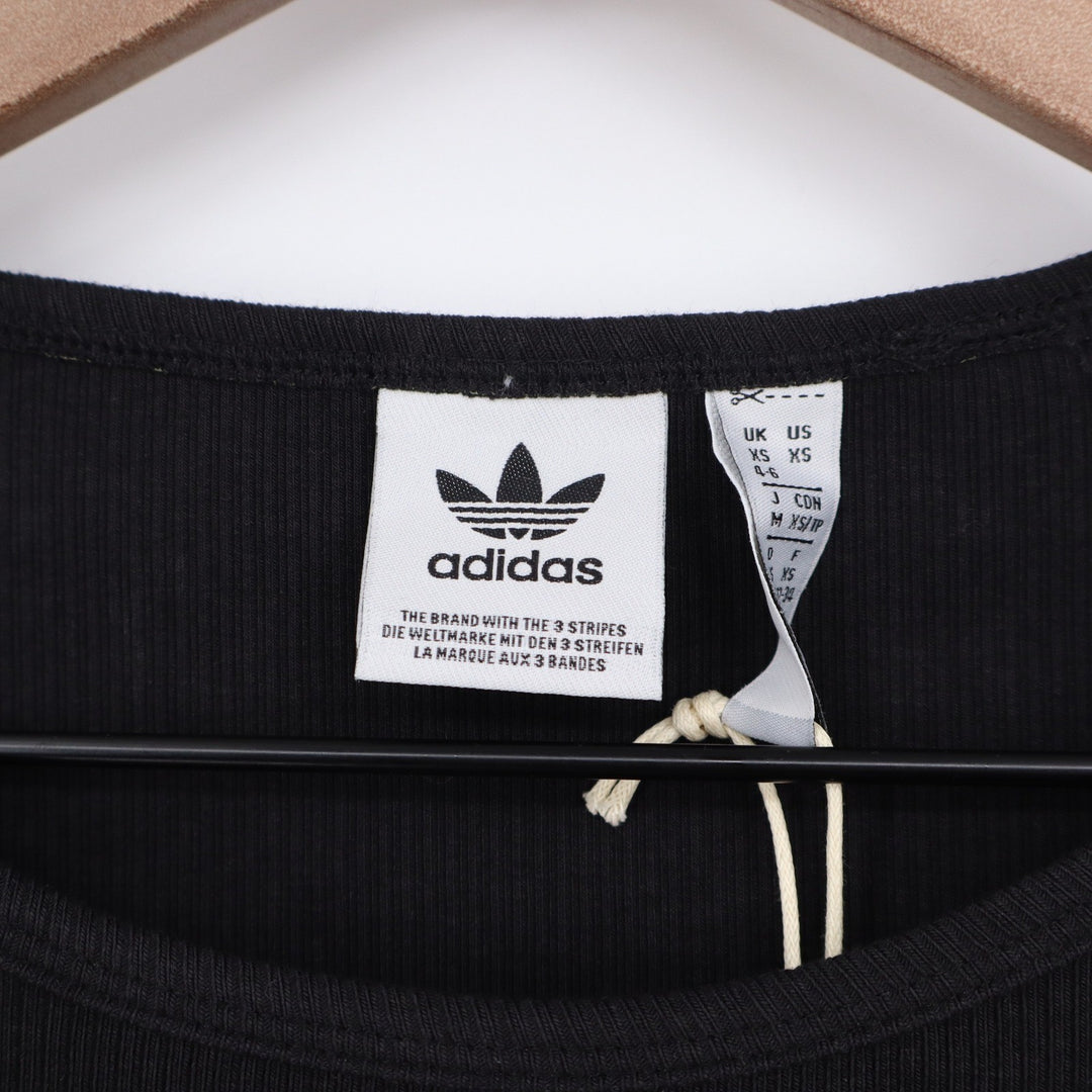 Adidas Originals Womens ESS CROP LS Black Ribbed Long Sleeve Crop Top XS
