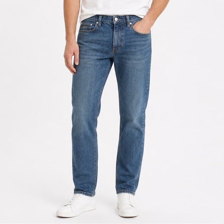 PLAC MI1 Relaxed Slim Crop Washed Blue Denim Jeans Mens Size M
