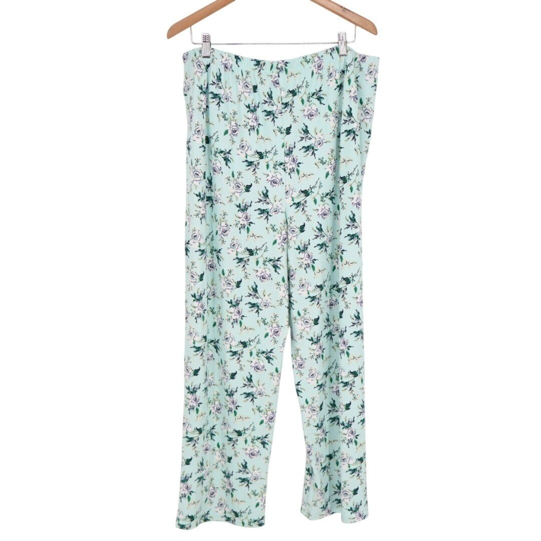Charter Club Intimates 2-PC Pajamas Set Womens XL Blue Floral Stretch Straight