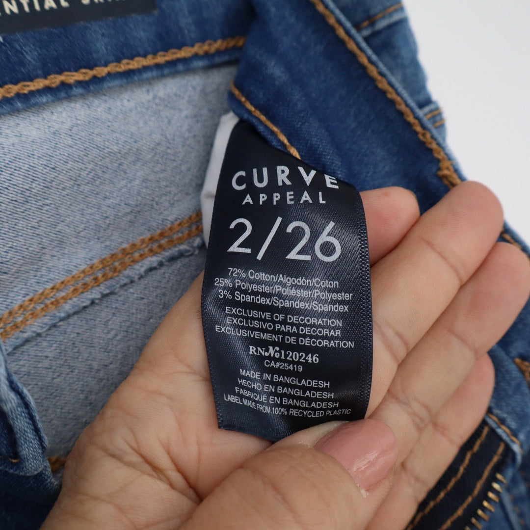 Curve Appeal Women's High Rise Essential Skinny Jeans Blue Stretch Denim Size 2