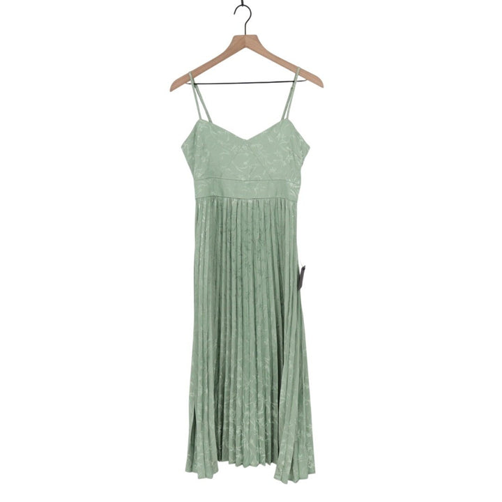 Lulus Regal Romance Midi Dress Womens Small Sage Floral Jacquard Satin Pleated