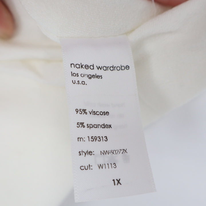 Naked Wardrobe Womens 1X Cream Midi Bodycon Pencil Skirt High Waist