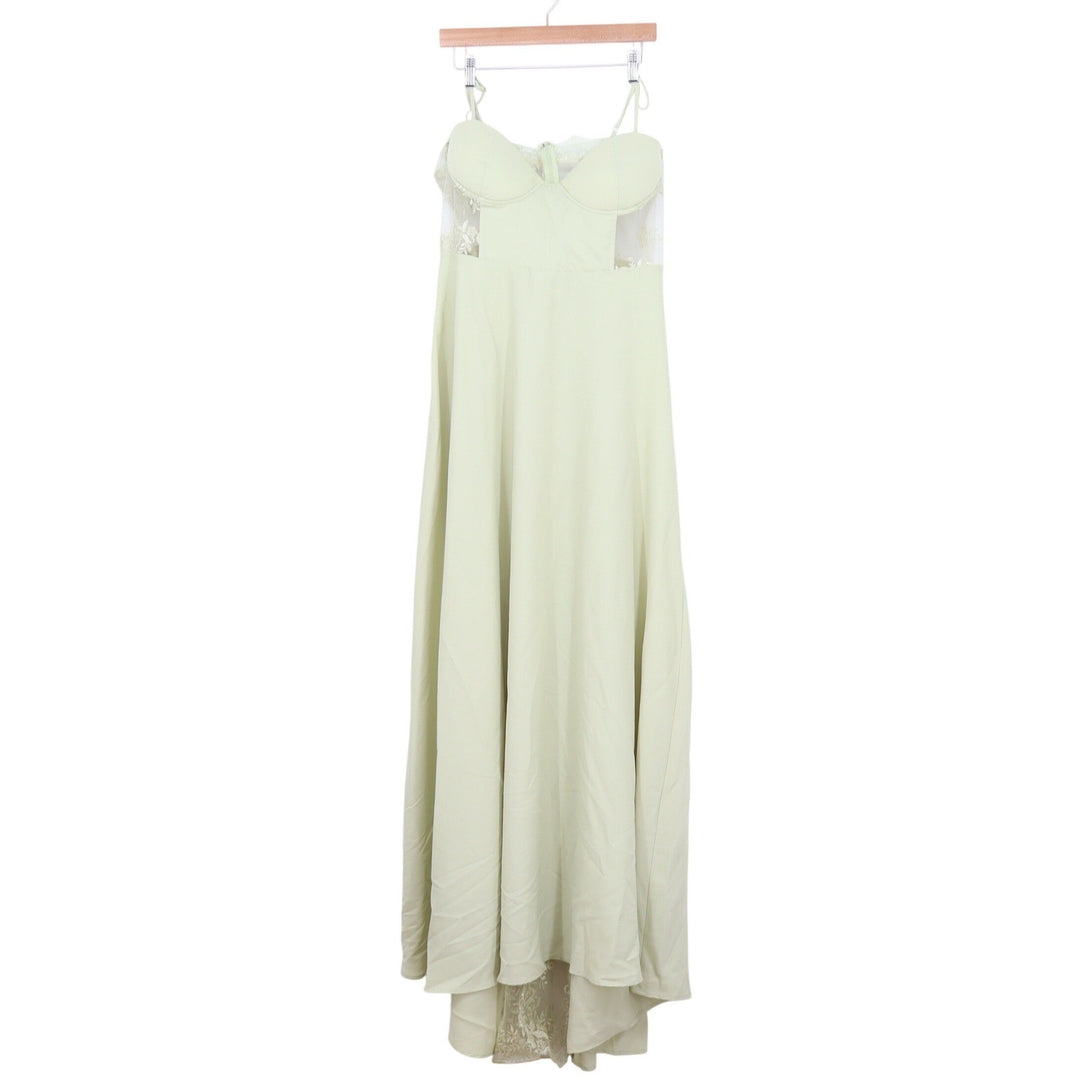 Boohoo Occasion Sage Green Contrast Lace Corset Maxi Dress Size 12