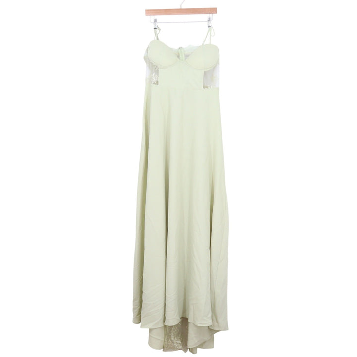 Boohoo Occasion Sage Green Contrast Lace Corset Maxi Dress Size 12