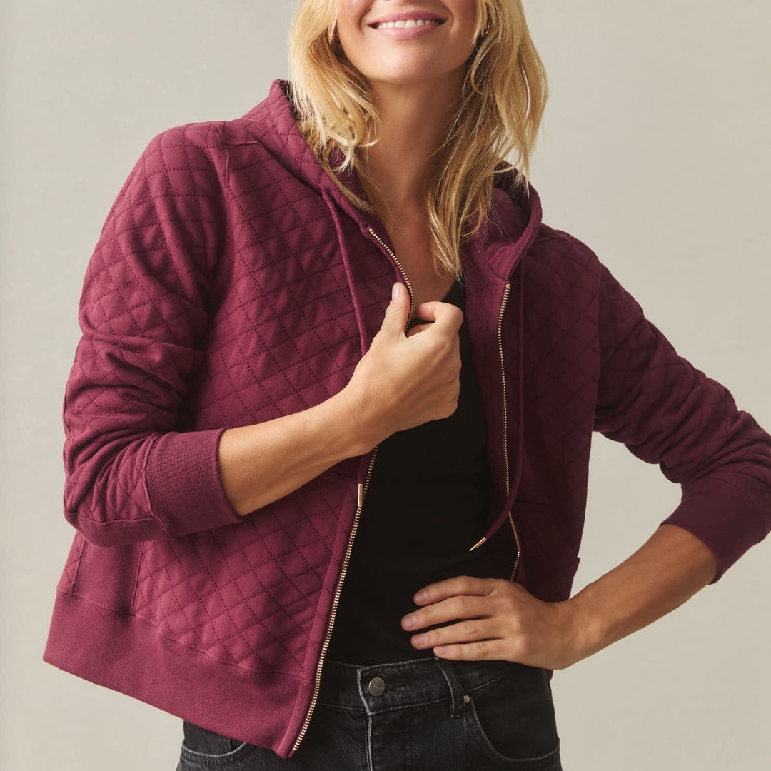 American Giant Diamond Stitch Classic Full Zip 2.0 Hoodie Womens S Pomegranate