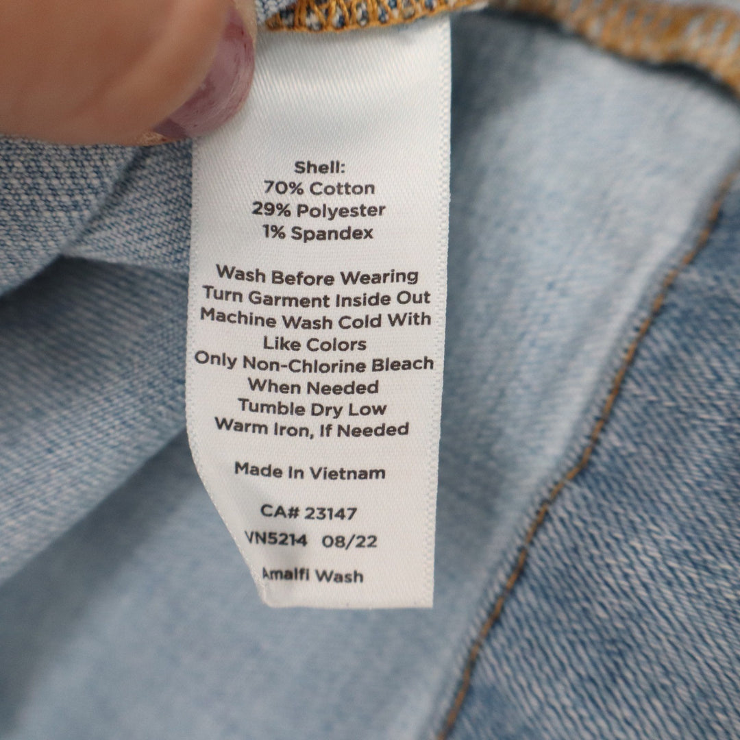 Talbots Denim Mini Skirt Size 12 Light Blue Amalfi Wash Stretch Cotton Blend