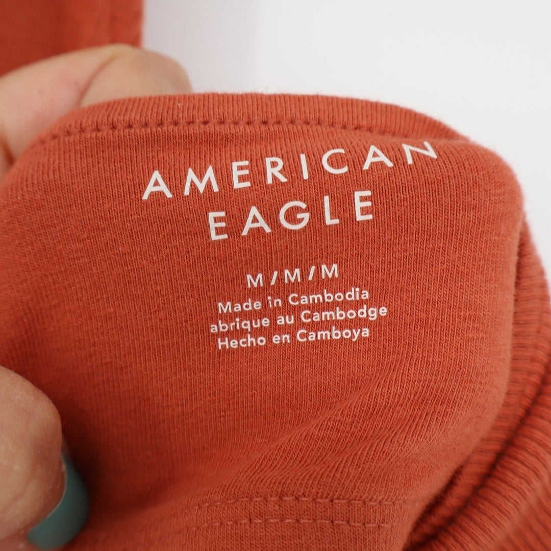 American Eagle Outfitters Bodysuit Womens Medium Orange Cotton Stretch Ribbed