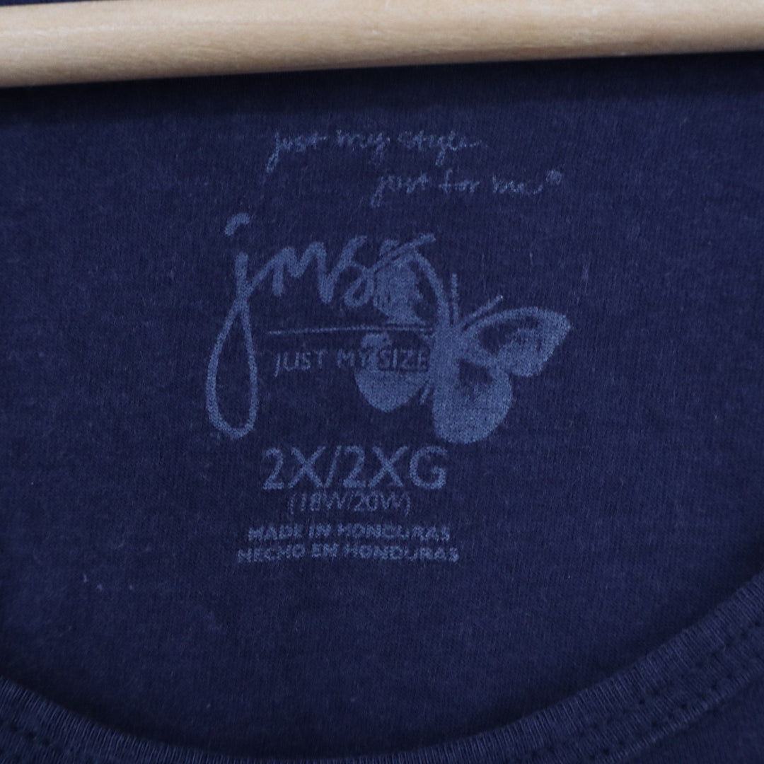 Just My Size Womens 2X Navy Blue Paisley Floral Graphic Cotton T-Shirt 2X